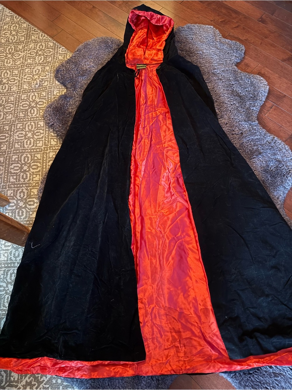 Vampire Black & Red Hooded Cape